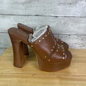 Michael Kors Brown Studded Platform Mule Heels Size 9